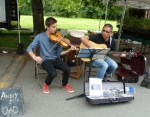 Andy and Dad entertain shoppers at Trout Lake Market