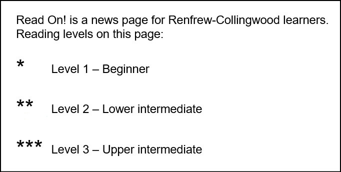 Read On! is a news page for Renfrew-Collingwood learners.