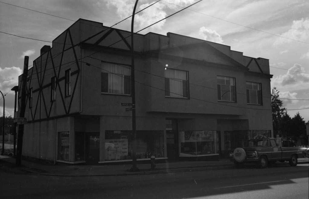 5104 Joyce and Vanness, on the southeast corner, 1974. Vancouver Archives, CVA 1095-04418